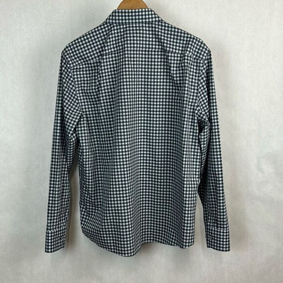 UnTuckIt Men’s Alden Button Front Shirt Sz Large Blue Plaid Long Slv Wrinkle Fre - Picture 4 of 6